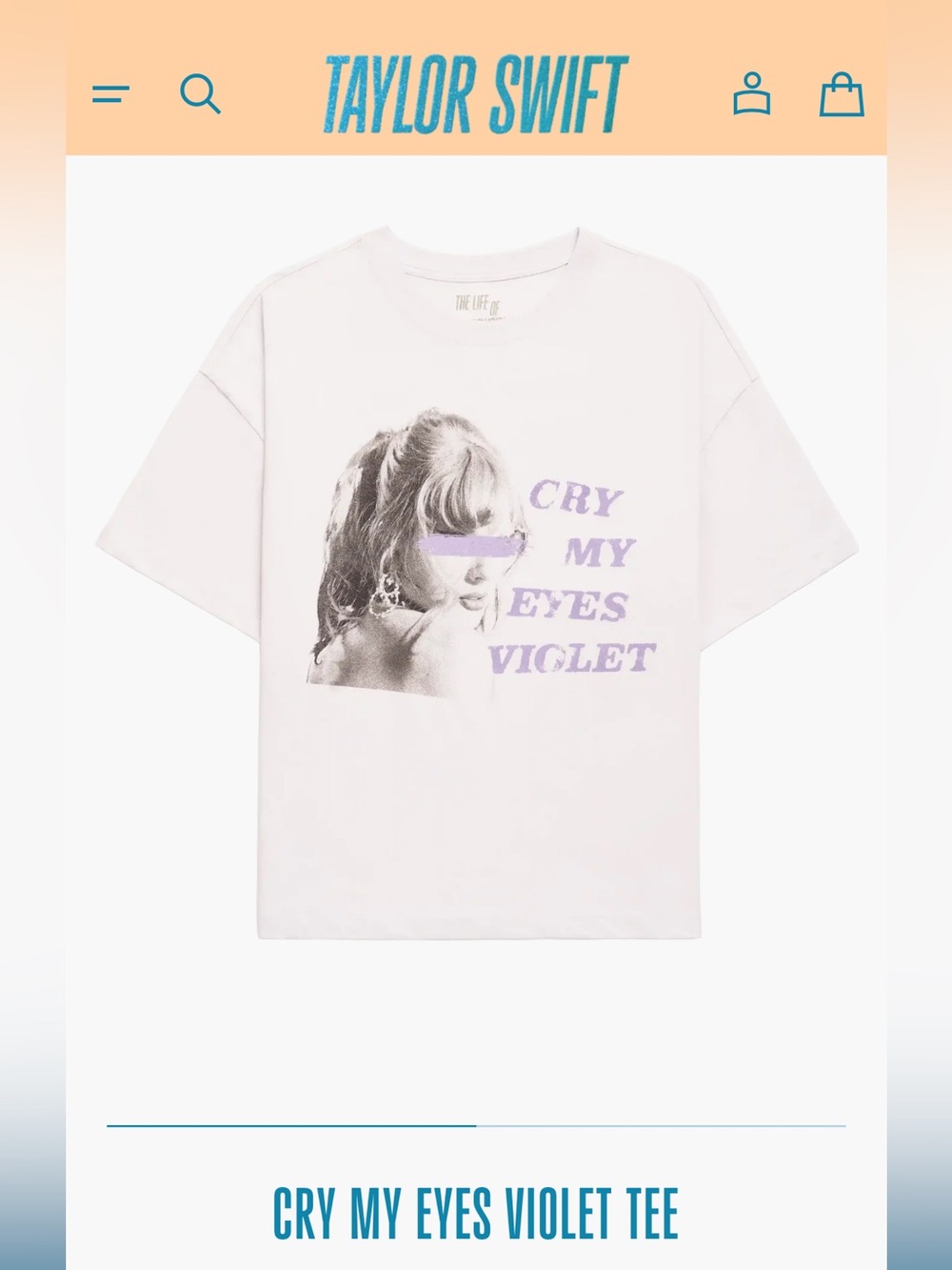 Taylor Swift Cry My Eyes Violet Tee - Sz M
